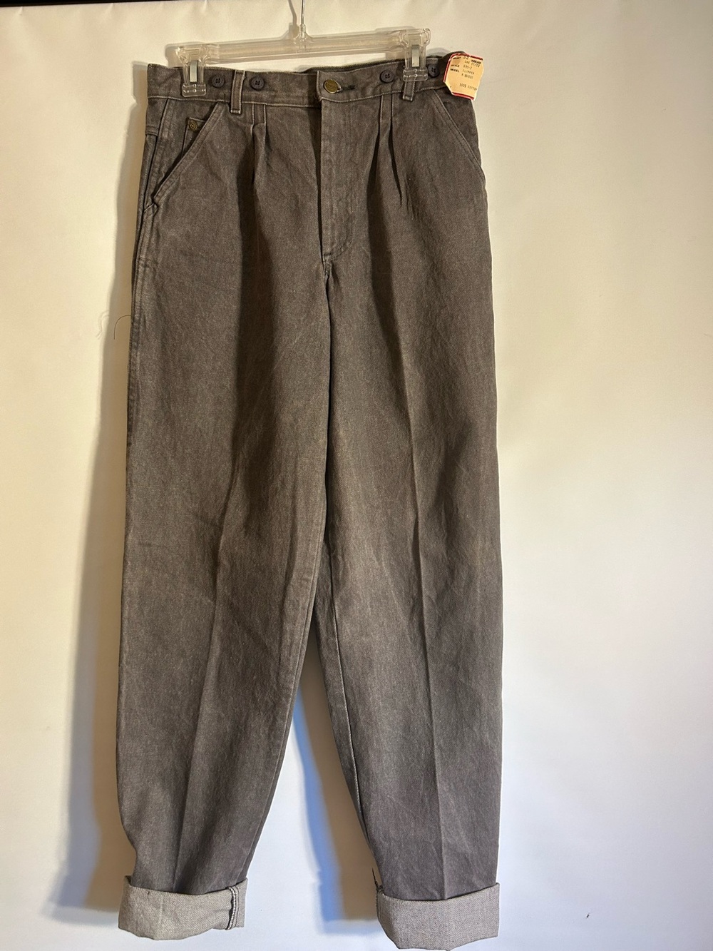 COTLER VTG GRAY WASH MOM JEANS UNISEX TAPERING DOWN LEG DETAIL STITCHING SIZE 32